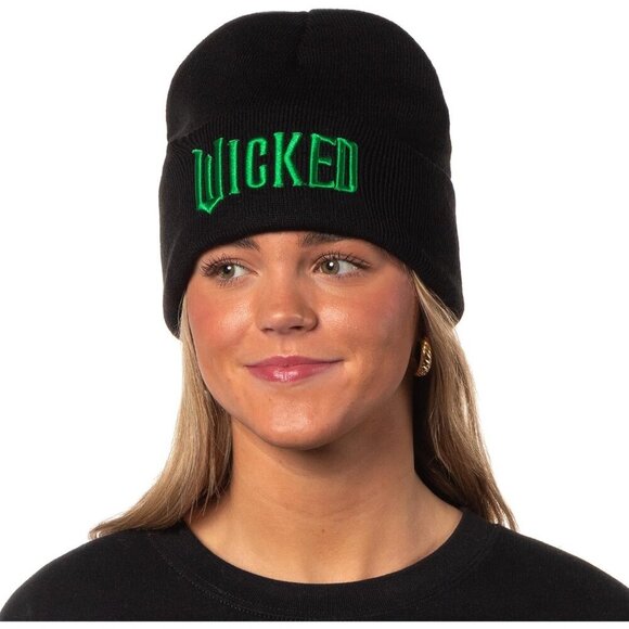 Wicked Embroidered Knit Cuff Beanie Winter Hat Adults Unisex Black